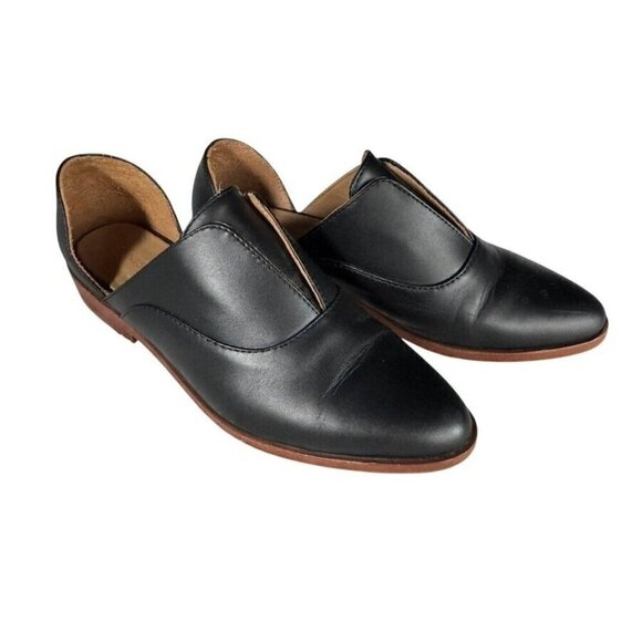 Nisolo Emma D'Orsay Oxford 2.0 Black Leather Oxford Shoes Women's Size 7 - Picture 1 of 10